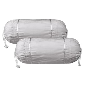 heart home bolster covers  soft cotton bolster cover set  bolster pillow covers  pink circle flower roll masand cover  long pillow case  16x32 inch  pack of 2  white