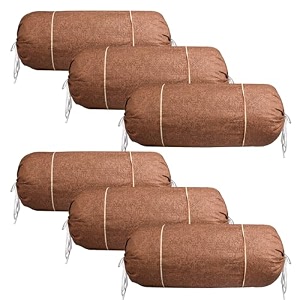 heart home bolster covers  cotton bolster cover set  diwan bolster cover set  bolster pillow cover  khakhi printed masand cover  16x32 inch  pack of 6  brown