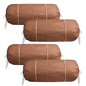 heart home bolster covers  cotton bolster cover set  diwan bolster cover set  bolster pillow cover  khakhi printed masand cover  16x32 inch  pack of 4  brown