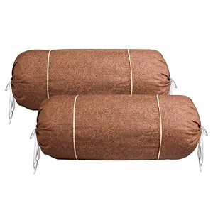 heart home bolster covers  cotton bolster cover set  diwan bolster cover set  bolster pillow cover  khakhi printed masand cover  16x32 inch  pack of 2  brown