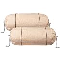 Heart Home Bolster Covers | Cotton Bolster Cover Set | Diwan Bolster Cover Set | Bolster Pillow Cover | Khakhi Printed Masand Cover | 16x32 Inch | Pack of 2 | Cream