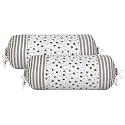 Heart Home Bolster Covers | Cotton Bolster Cover Set | Diwan Bolster Cover Set | Bolster Pillow Cover | Brown Flower Masand Cover | 16x32 Inch | Pack of 2 | White