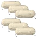 Heart Home Bolster Covers | Cotton Bolster Cover Set | Diwan Bolster Cover Set | Bolster Pillow Cover | Plain Lace Print Masand Cover | 16x32 Inch | Pack of 6 | Cream
