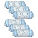 Heart Home Bolster Covers | Cotton Bolster Cover Set | Diwan Bolster Cover Set | Bolster Pillow Cover | Blue Flower Masand Cover | 16x32 Inch | Pack of 6 | White