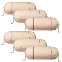 Heart Home Bolster Covers | Cotton Bolster Cover Set | Diwan Bolster Cover Set | Bolster Pillow Cover | Khakhi Printed Masand Cover | 16x32 Inch | Pack of 6 | Cream