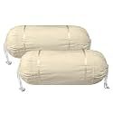 Heart Home Bolster Covers | Cotton Bolster Cover Set | Diwan Bolster Cover Set | Bolster Pillow Cover | Plain Lace Print Masand Cover | 16x32 Inch | Pack of 2 | Cream