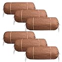 Heart Home Bolster Covers | Cotton Bolster Cover Set | Diwan Bolster Cover Set | Bolster Pillow Cover | Khakhi Printed Masand Cover | 16x32 Inch | Pack of 6 | Brown