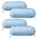 Heart Home Bolster Covers | Cotton Bolster Cover Set | Diwan Bolster Cover Set | Bolster Pillow Cover | Plain Lace Print Masand Cover | 16x32 Inch | Pack of 4 | Sky Blue