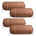 Heart Home Bolster Covers | Cotton Bolster Cover Set | Diwan Bolster Cover Set | Bolster Pillow Cover | Khakhi Printed Masand Cover | 16x32 Inch | Pack of 4 | Brown