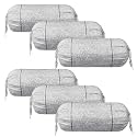 Heart Home Bolster Covers | Cotton Bolster Cover Set | Diwan Bolster Cover Set | Bolster Pillow Cover | Khakhi Printed Masand Cover | 16x32 Inch | Pack of 6 | White