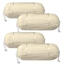 Heart Home Bolster Covers | Cotton Bolster Cover Set | Diwan Bolster Cover Set | Bolster Pillow Cover | Plain Lace Print Masand Cover | 16x32 Inch | Pack of 4 | Cream