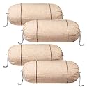 Heart Home Bolster Covers | Cotton Bolster Cover Set | Diwan Bolster Cover Set | Bolster Pillow Cover | Khakhi Printed Masand Cover | 16x32 Inch | Pack of 4 | Cream