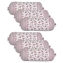 Heart Home Bolster Covers | Cotton Bolster Cover Set | Diwan Bolster Cover Set | Bolster Pillow Cover | Pink Flower Masand Cover | 16x32 Inch | Pack of 6 | White
