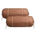 Heart Home Bolster Covers | Cotton Bolster Cover Set | Diwan Bolster Cover Set | Bolster Pillow Cover | Khakhi Printed Masand Cover | 16x32 Inch | Pack of 2 | Brown