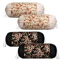 Heart Home Bolster Covers | Polyester Bolster Cover Set | Diwan Bolster Cover Set | Bolster Pillow Cover | Embroidery Design Masand Cover | 16x32 Inch | Pack of 4 | Multicolor