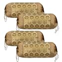 Heart Home Bolster Covers | Polyester Bolster Cover Set | Diwan Bolster Cover Set | Bolster Pillow Cover | Banarasi Gola Masand Cover | 16x32 Inch | Pack of 4 | Golden