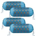 Heart Home Bolster Covers | Polyester Bolster Cover Set | Diwan Bolster Cover Set | Bolster Pillow Cover | Banarasi Gola Masand Cover | 16x32 Inch | Pack of 4 | Firozi