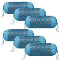 Heart Home Bolster Covers | Polyester Bolster Cover Set | Diwan Bolster Cover Set | Bolster Pillow Cover | Banarasi Gola Masand Cover | 16x32 Inch | Pack of 6 | Firozi