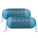 Heart Home Bolster Covers | Polyester Bolster Cover Set | Diwan Bolster Cover Set | Bolster Pillow Cover | Banarasi Gola Masand Cover | 16x32 Inch | Pack of 2 | Firozi