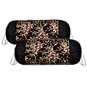 Heart Home Bolster Covers | Polyester Bolster Cover Set | Diwan Bolster Cover Set | Bolster Pillow Cover | Embroidery Design Masand Cover | 16x32 Inch | Pack of 2 | Black