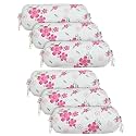 Heart Home Bolster Covers | Soft Cotton Bolster Cover Set | Bolster Pillow Covers | Pink Circle Flower Roll Masand Cover | Long Pillow Case | 16x32 Inch | Pack of 6 | White
