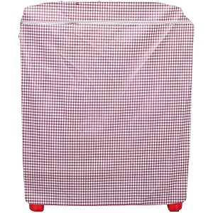 heart home checkered design pvc top load semi automatic washing machine cover red- cthh6218
