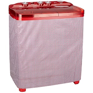 heart home checkered design pvc top load semi automatic washing machine cover red- cthh6219