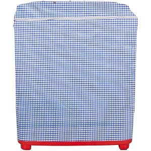 heart home checkered design pvc top load semi automatic washing machine cover sky blue- cthh6220