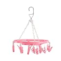 Heart Home Cloth Drying Hanger | 16 Clips Baby Drying Pegs | 360 Degree Rotatable Hanger | Clip Stand for Cloth | Round Cloth Drying Stand | Pink