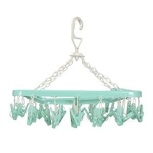 heart home cloth drying hanger  32 clips baby drying pegs  360 degree rotatable hanger  clip stand for cloth  rectangular cloth drying stand  green