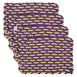 heart home cotton rectangle door mat for porchkitchenbathroomlaundry roompack of 4 purple 54hh3975