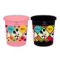 Heart Home Disney Mickey Minnie Print Plastic 2 Pieces Garbage Waste Dustbin/Recycling Bin for Home, Office, Factory, 5 Liters (Pink &amp; Black) -HS_35_HEARTHS17789