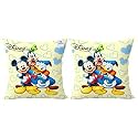 Heart Home Disney Printed Microfiber Filled Floor Cushion, Decorative Throw Pillow, Home Decor Pillow, Sofa/Bed Cushion,16"x16"(Cream)-Pack of 2-KUBMART15878, (Model: HHEART015878)