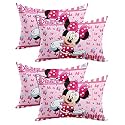 Heart Home Disney Printed Toddler Kids Pillow Silky Soft Microfiber Polyester, Perfect for Travel,Toddler Cot,12"x18" (Pink)-Pack of 4-KUBMART15828