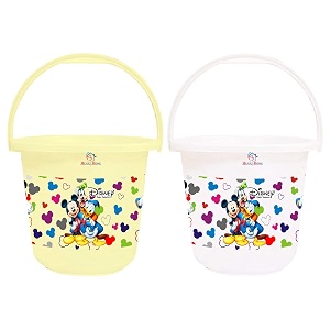 heart home disney team mickey print unbreakable virgin plastic strong bathroom bucket16 ltr cream amp white-pack of 2 -hs_35_hearths17419