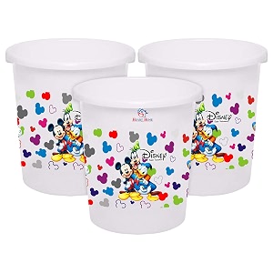 heart home disney team mickey print plastic 3 pieces dustbingarbage binwaste bin 5 liters white -hs_35_hearths17344