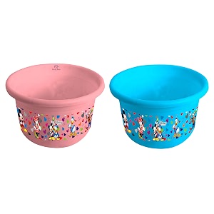 heart home disney team mickey print 2 pieces unbreakable plastic multipurpose bath tubwashing tub 25 ltr pink amp blue -hs_35_hearth17463