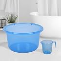 Heart Home Disney Team Mickey Print Unbreakable Virgin Plastic Strong Bathroom Bucket,16 LTR (Cream &amp; White)-Pack of 2 -HS_35_HEARTHS17419