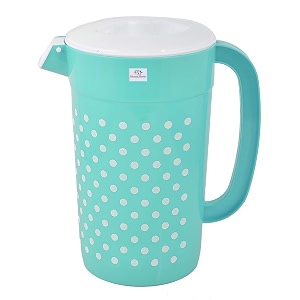 heart home dot printed plastic water amp juice jug drinking beverage jugwith lid for daily uses 24 ltr green-hs42kubmart25214