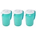 Heart Home Dot Printed Plastic Water &amp; Juice Jug, Drinking Beverage Jug,with Lid for Daily Uses, 2.4 LTR- Pack of 3 (Green)-HS42KUBMART25218