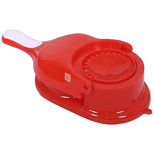 heart home dumpling maker  plastic 2 in 1 kitchen dumpling making tool  momos maker machine  gujiya maker  manual dumpling maker  red
