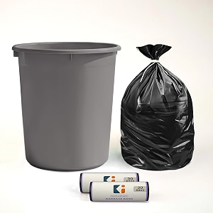 heart home dustbin and garbage bag set  10 l open waste bin with black - 2 roll 19x21 inch disposable bags for home kitchen office  grey