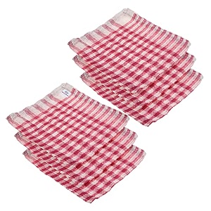 heart home duster  wet dry cleaning napkin  cotton kitchen duster  300 gsm kitchen cleaning clothes  pocha for kitchen  car  desk  fan  set of 6  101  pink