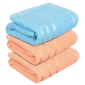 heart home face towel  towels for facewash  towels for gym  facewash for travel  towels for daily use  workout hand towel  lining design  14x21 inch  pack of 3  multi