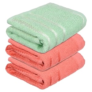 heart home face towel  towels for facewash  towels for gym  facewash for travel  towels for daily use  workout hand towel  lining design  14x21 inch  pack of 3  multi