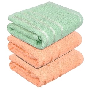 heart home face towel  towels for facewash  towels for gym  facewash for travel  towels for daily use  workout hand towel  lining design  14x21 inch  pack of 3  multi