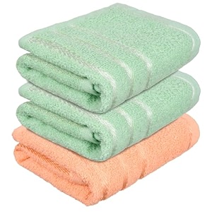 heart home face towel  towels for facewash  towels for gym  facewash for travel  towels for daily use  workout hand towel  lining design  14x21 inch  pack of 3  multi
