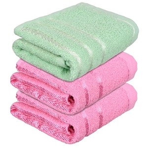 heart home face towel  towels for facewash  towels for gym  facewash for travel  towels for daily use  workout hand towel  lining design  14x21 inch  pack of 3  multi