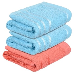 heart home face towel  towels for facewash  towels for gym  facewash for travel  towels for daily use  workout hand towel  lining design  14x21 inch  pack of 3  multi