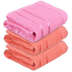 heart home face towel  towels for facewash  towels for gym  facewash for travel  towels for daily use  workout hand towel  lining design  14x21 inch  pack of 3  multi